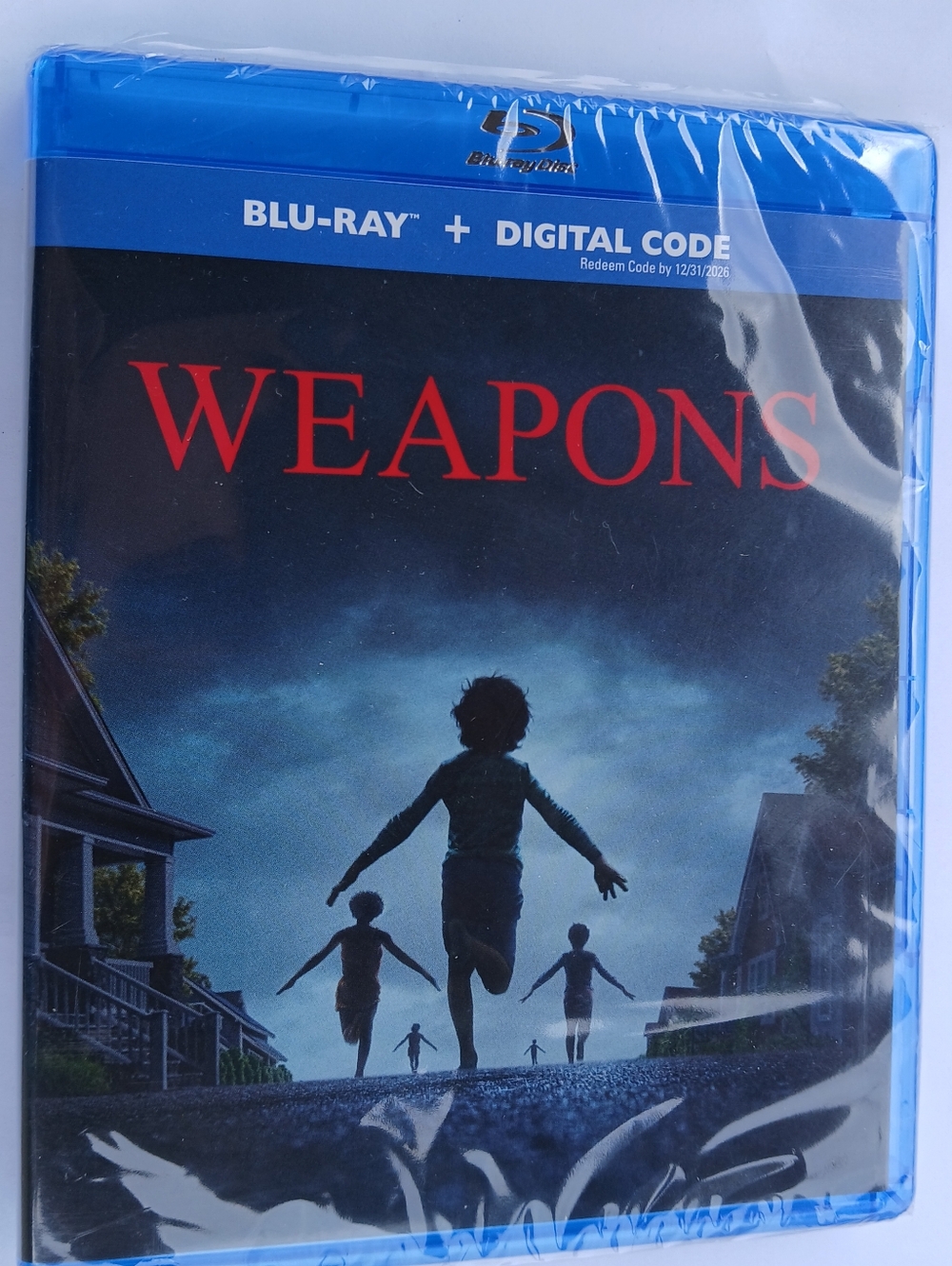 Weapons" is a horror-thriller film released in 2025 on Blu-ray format. new